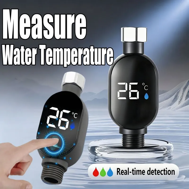 شاشة LED للحمام باللون الأسود 0 ℃ ~99 ℃   المنزل دش المياه ميزان الحرارة المياه دقيقة قياس درجة الحرارة متر الحمام