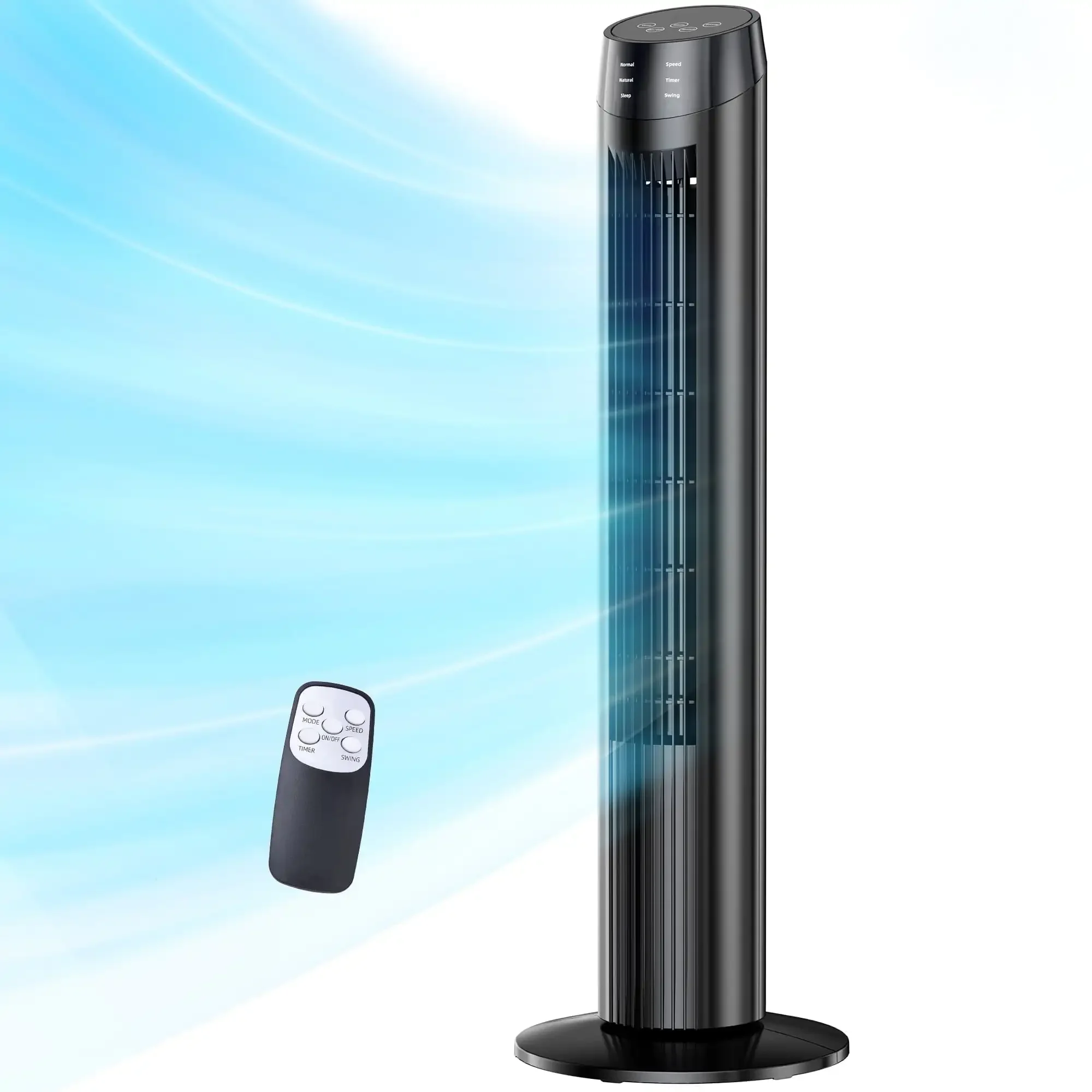 Ventiladores de torre SZRSTH para el hogar, ventilador de pie oscilante de 36", 3 velocidades y modos, temporizador de 9H para el hogar