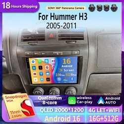 Android 16 Carplay Auto 2K Screen Car Radio Multimedia Player For Hummer H3 2005 - 2011 DSP Autoradio GPS Stereo 2din Head Unit