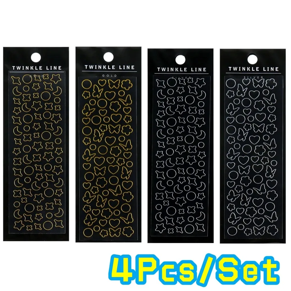 4 Stück Schmetterling Herz Gold Silber Aufkleber Stempeln PVC Material Aufkleber Scrapbooking Kreative DIY Deco Briefpapier