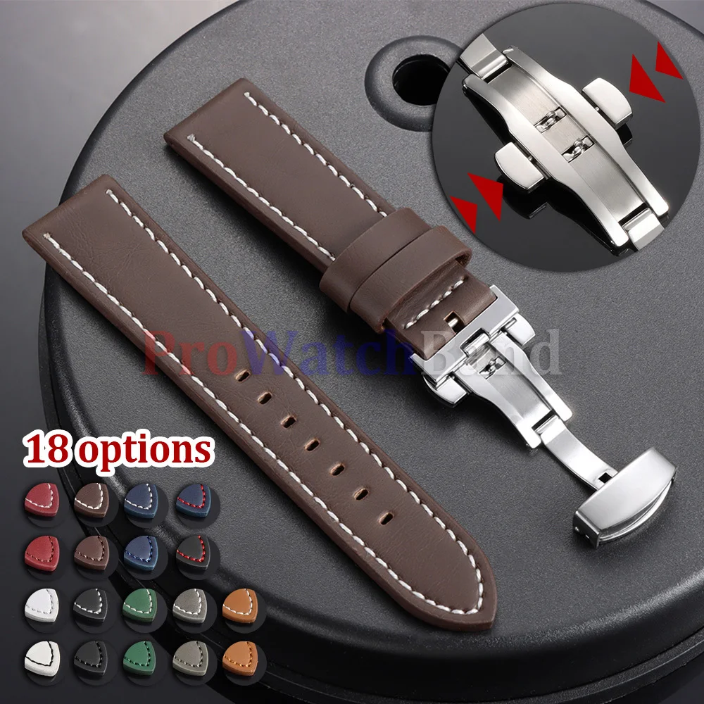 

18/20/22/24mm Vintage Leather Watch Band Universal Men Women Stitching Strap for Seiko for Omega Wristband Gold Buckle Bracelet
