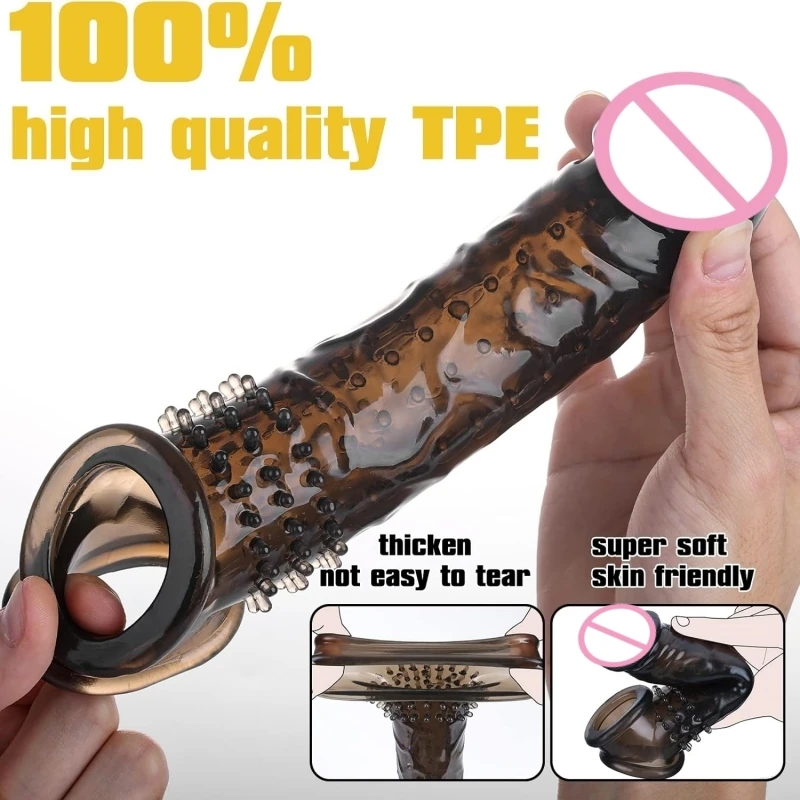 Male Cock Enlargement Big Penis Cover Extender Sexy Dick Reusable Sexuality Silicone Condom Funny Adult Erotic Toys for Men 18