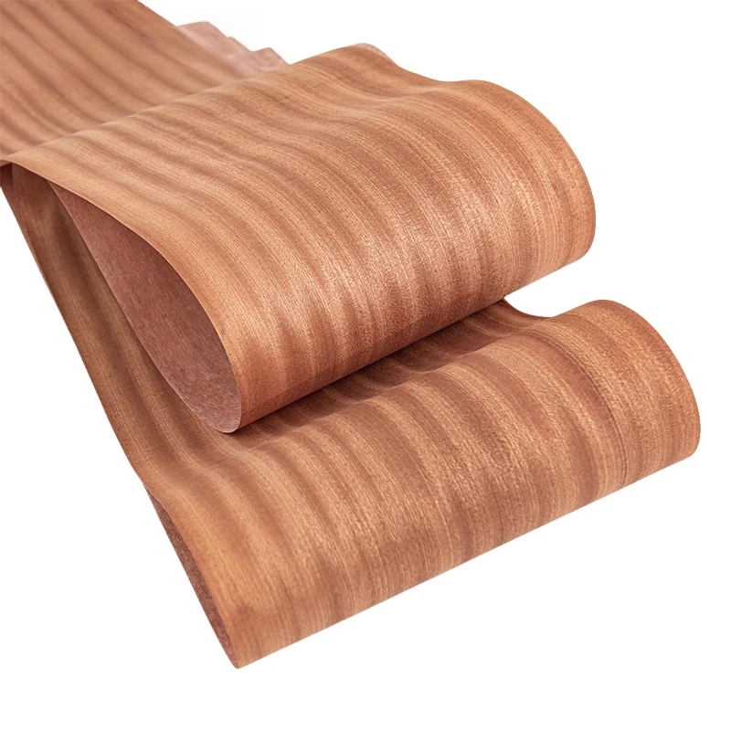 Natural Sapele Wood Veneer, 2 Pieces, for Furniture and DIY Woodworking, 0.2-0.3mm Thick, Straight Grain,Q/C, Light Dark Brown