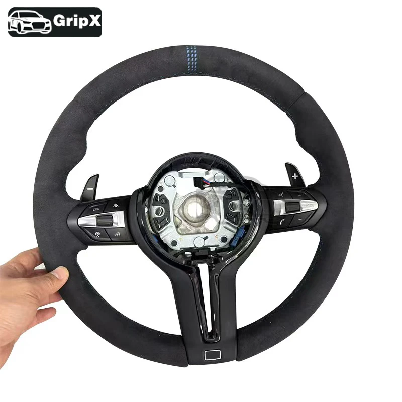 Passend für BMW F01 F10 F22 F30 F31 F32 M2 F87 M3 F80 M4 F82 F90 X5 F15 blaues Hohlstreifen-Lenkrad