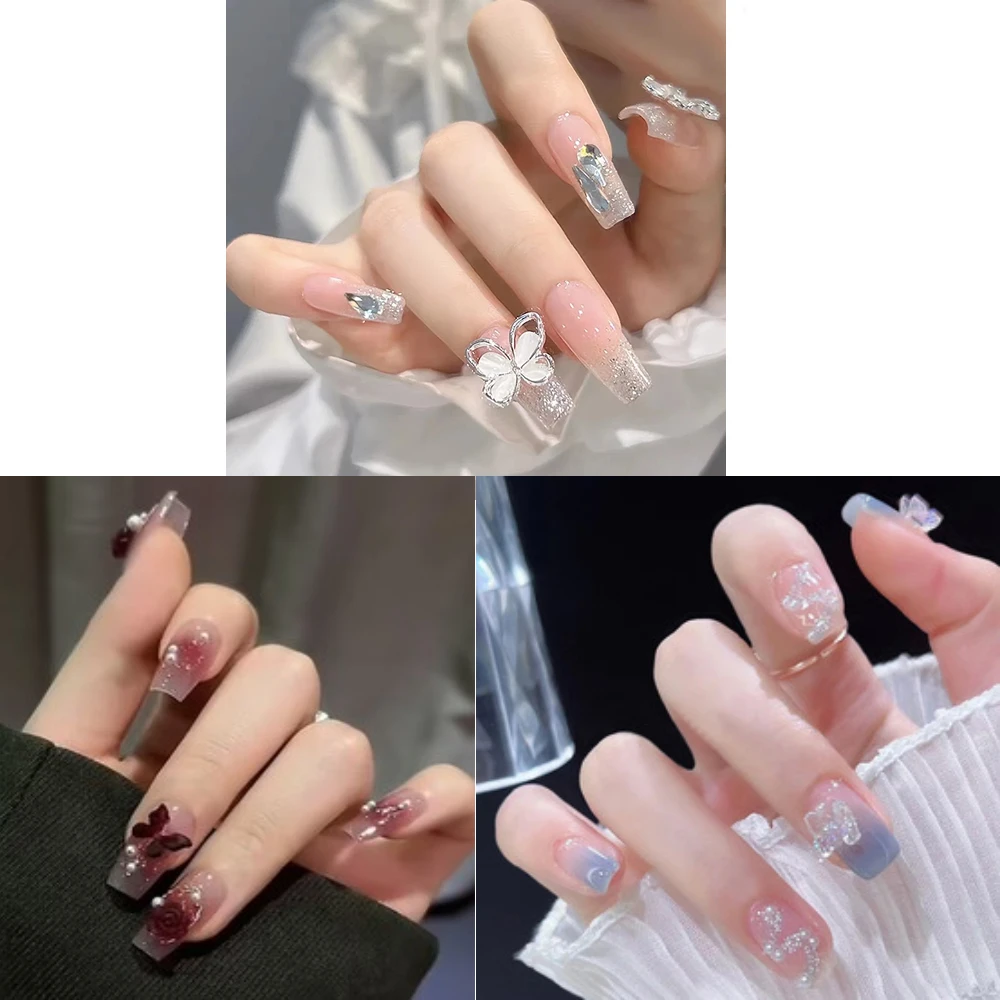 Press on False Nails Fake Nails Coffin Semi Frosted Full Cover Mid Length Nail Tips Art Accessories Tool For 24pcs Each Box