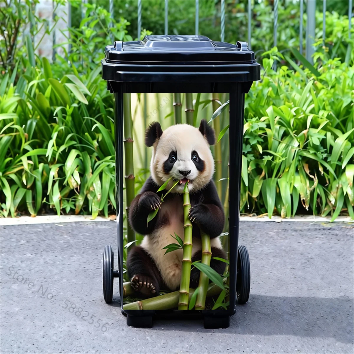 Adorable Cartoon Panda Rubbish Bin Stickers Funny Animal Dog Kitchen Decor Removable Waterproof Vinyl Home Decoration Wall Decal