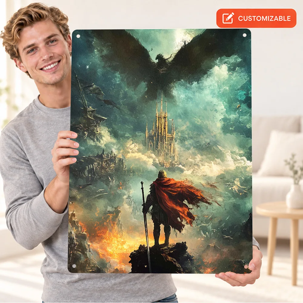 Realm Textured Metal Poster Customized Aluminum Sign Japanese Anime Illustration Wall Art For Living Room Fantasy Lover Gift
