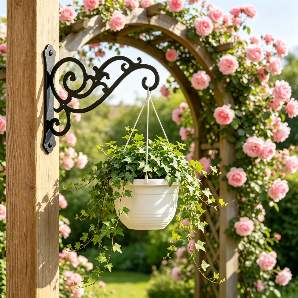 Multi Purpose Wall Hook Versatile Metal Wall Hanger for Plants Lanterns Bird Feeders Wind Chimes Towels Coats Indoor Outdoor Use
