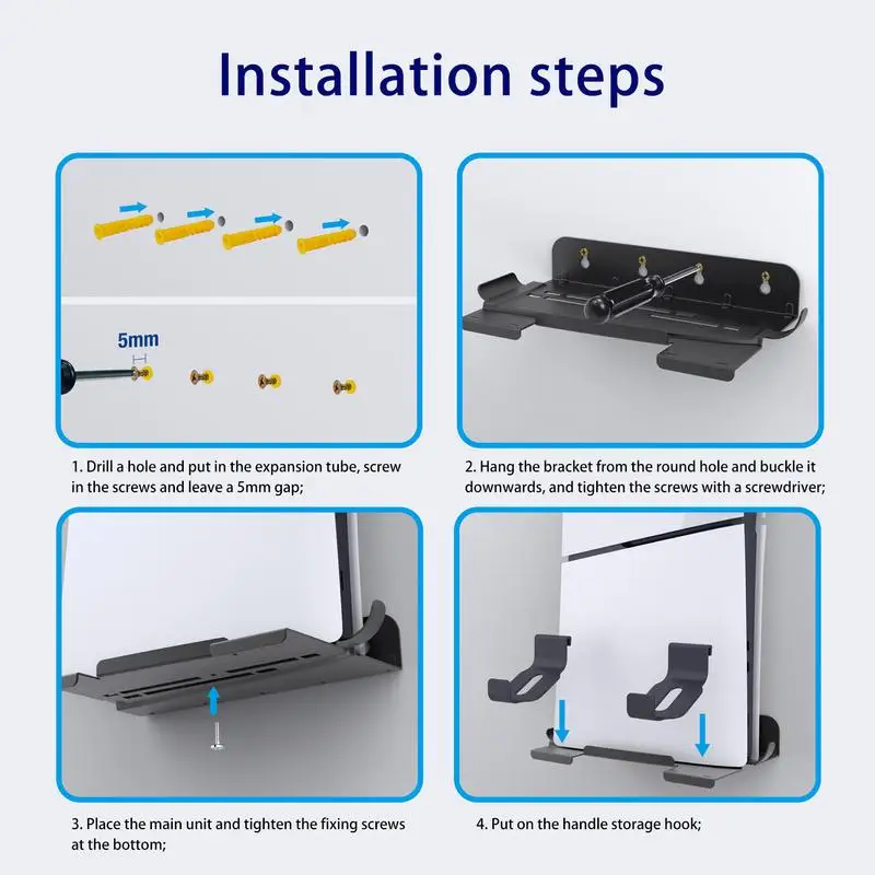 Game Console Rack Wall Mounted Wall Floating Shelf Heat Dissipation Wall Mount Shelf Wall Mounted Floating Stand Sturdy Floating