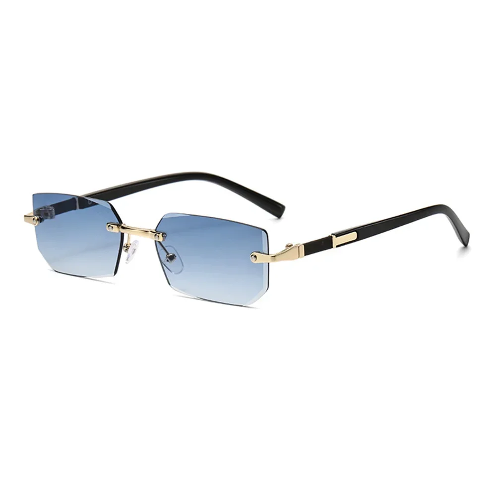 Randlose Schnittkante Rechteck Sonnenbrille Unisex rahmenlose Brillen Designer Mode Vintage quadratischen Schatten y2k Sonnenbrille Brille