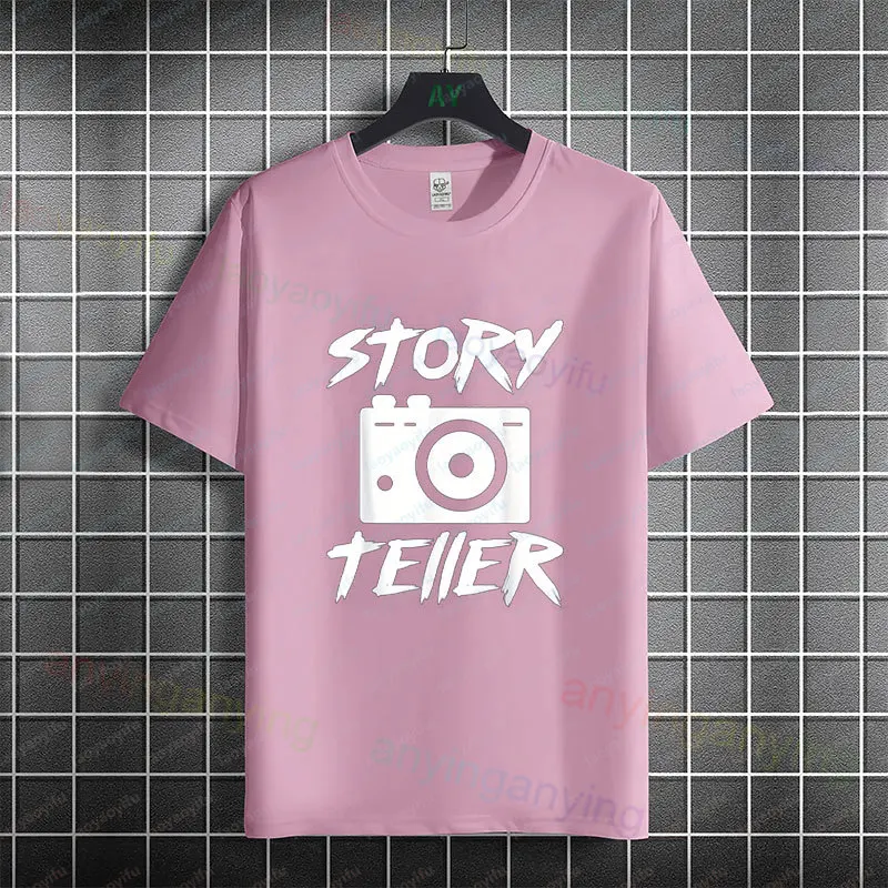 Men & Women's Funny Storyteller Camera Photography Graphic T-shirt Short Sleeve 100% Cotton Casual Tee Ideal for Photographers