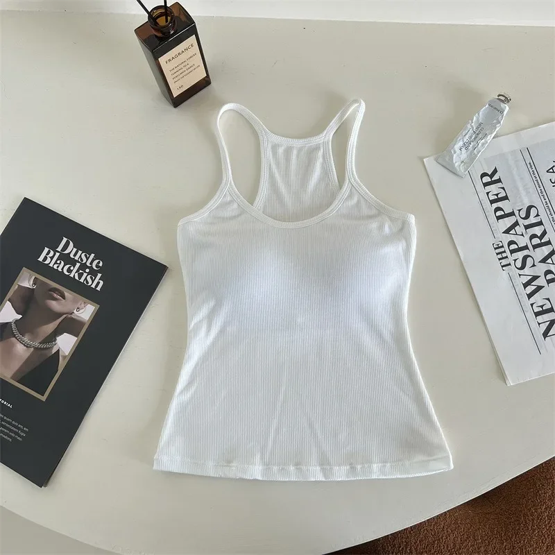 

Euro-American Sexy Strappy Bralette Built-in Padded Cups Adjustable Suspenders Open Back Lace-up Detail Versatile Outerwear Top