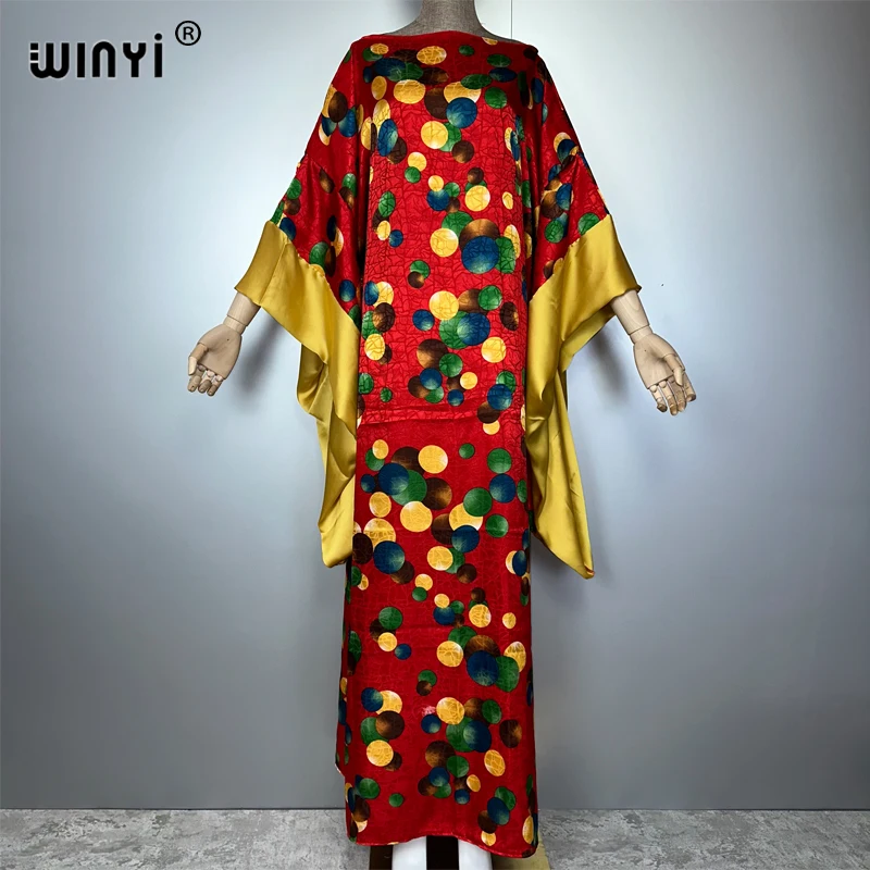 WINYI été koweït imprimer robe de soirée abaya dubaï luxe femme ample vacances caftan femme musulmane vêtements robe de plage