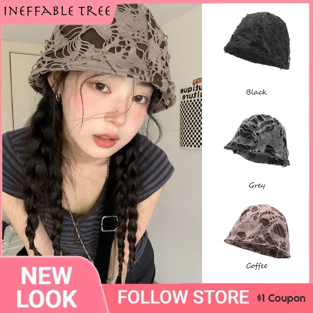 Trendy Women's Bucket Hat with Double-deck Holes and Exaggerated Style for Shade and Fashion