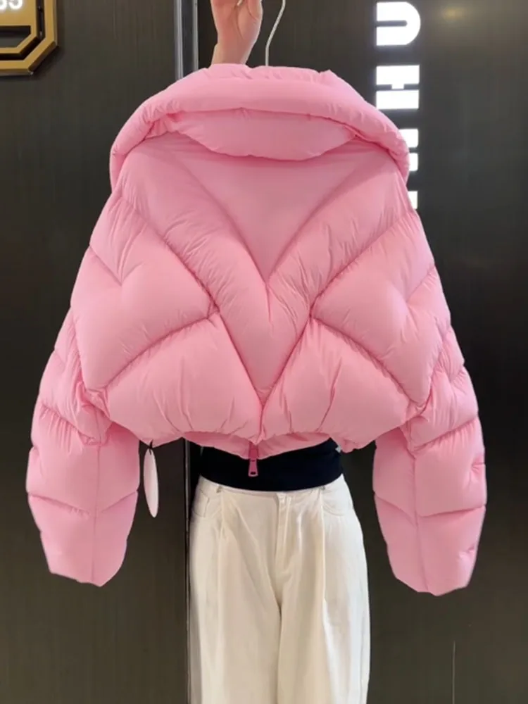 Puchowa różowa kurtka puchowa damska Jaet 2025 Winter New Sle Casual Fit z włókna poliestrowego, ocieplana odzież wierzchnia, płaszcz damski