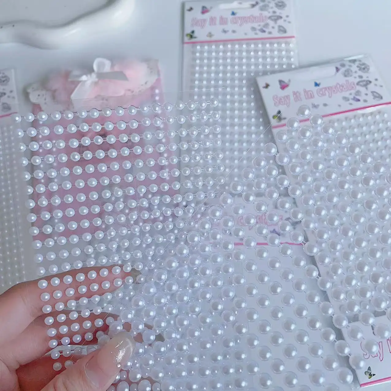 Stage Pearl Chain Stickers Shiny Girl Makeup for Decoration Gift Self Adhesive Face Gem Craft Supply