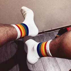 Chaussettes de sport arc-en-ciel pour hommes, serviette en coton, tube épaissi astronomique, absorbant la sueur, chaussettes de basket-ball, chaussettes de créateurs confortables