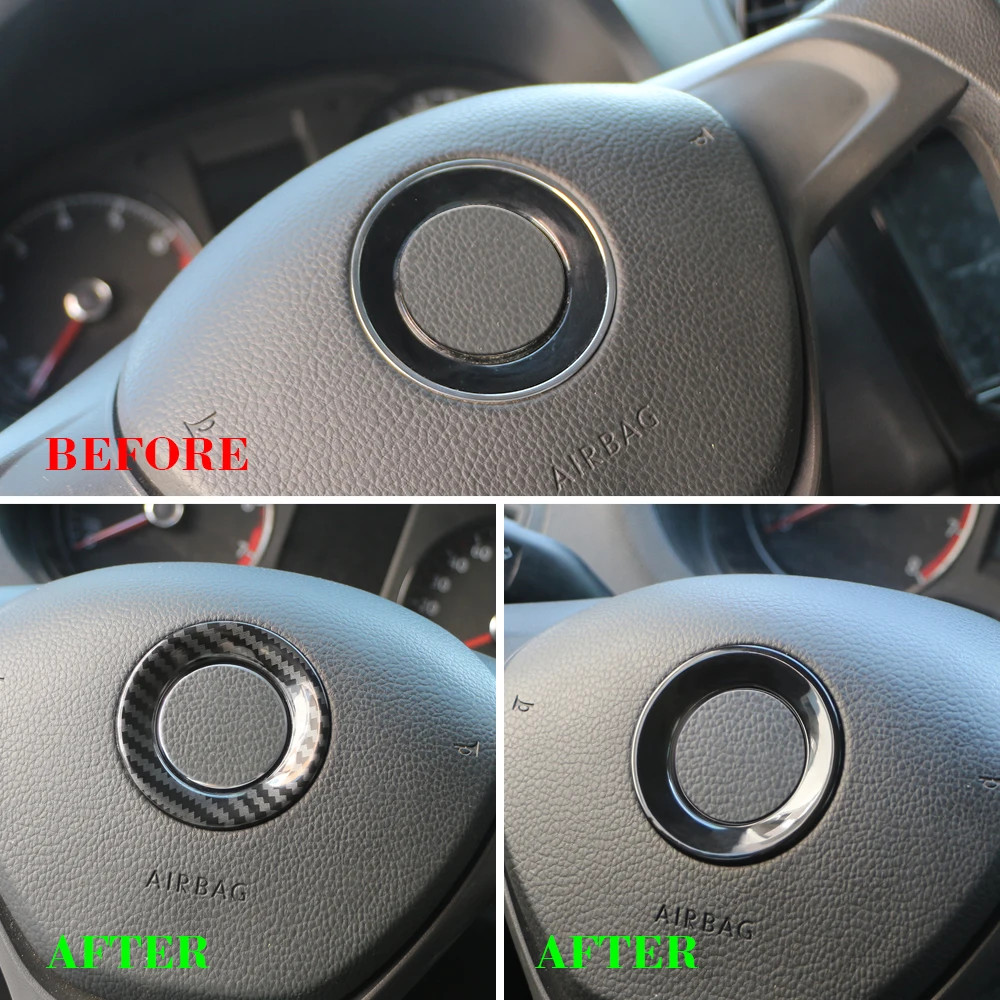 Steering Wheel Center Logo Circle Trim for Volkswagen VW Golf 6 7 MK6 MK7 Jetta MK5 Passat B6 B7 Polo Car Styling Accessories view 2