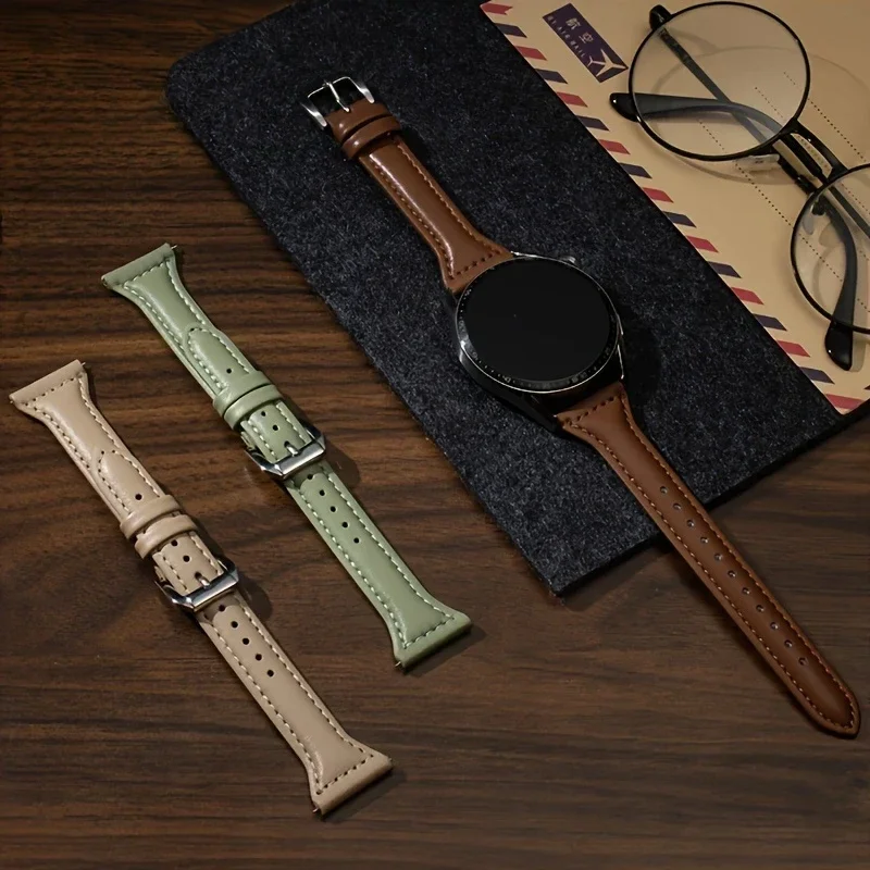 Pulseira de couro fina para samsung galaxy watch 7/fe/6/5/5 pro/4 clássico/ativo 2 20mm 22mm pulseira esportiva huawei watch gt 4-3 band