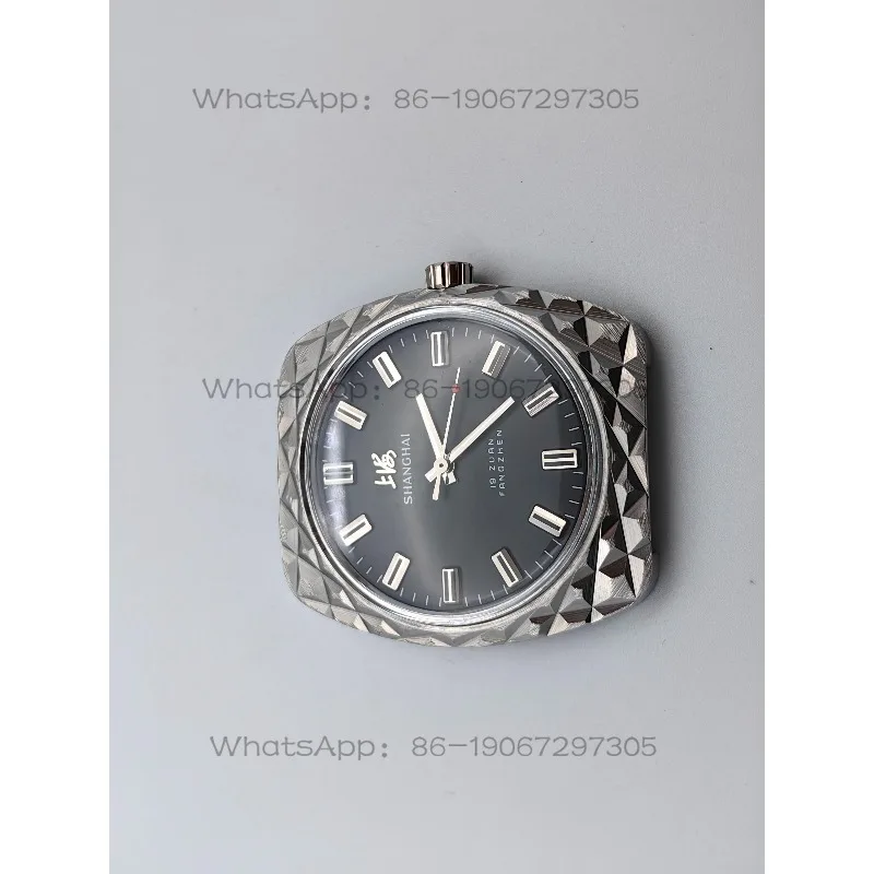 

Shanghai 7120 Movement Watch 7110 Diamond Pattern Black Disc Watch Manual Strip Nostalgic Collection 36mm
