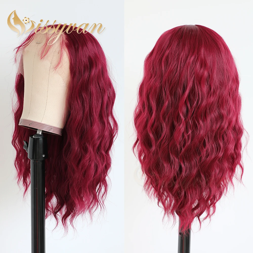 Missyvan Short Losse Wave Hair Red Color Free Part with Babyhair Synthetic Lace Front Wigs for Balck Women