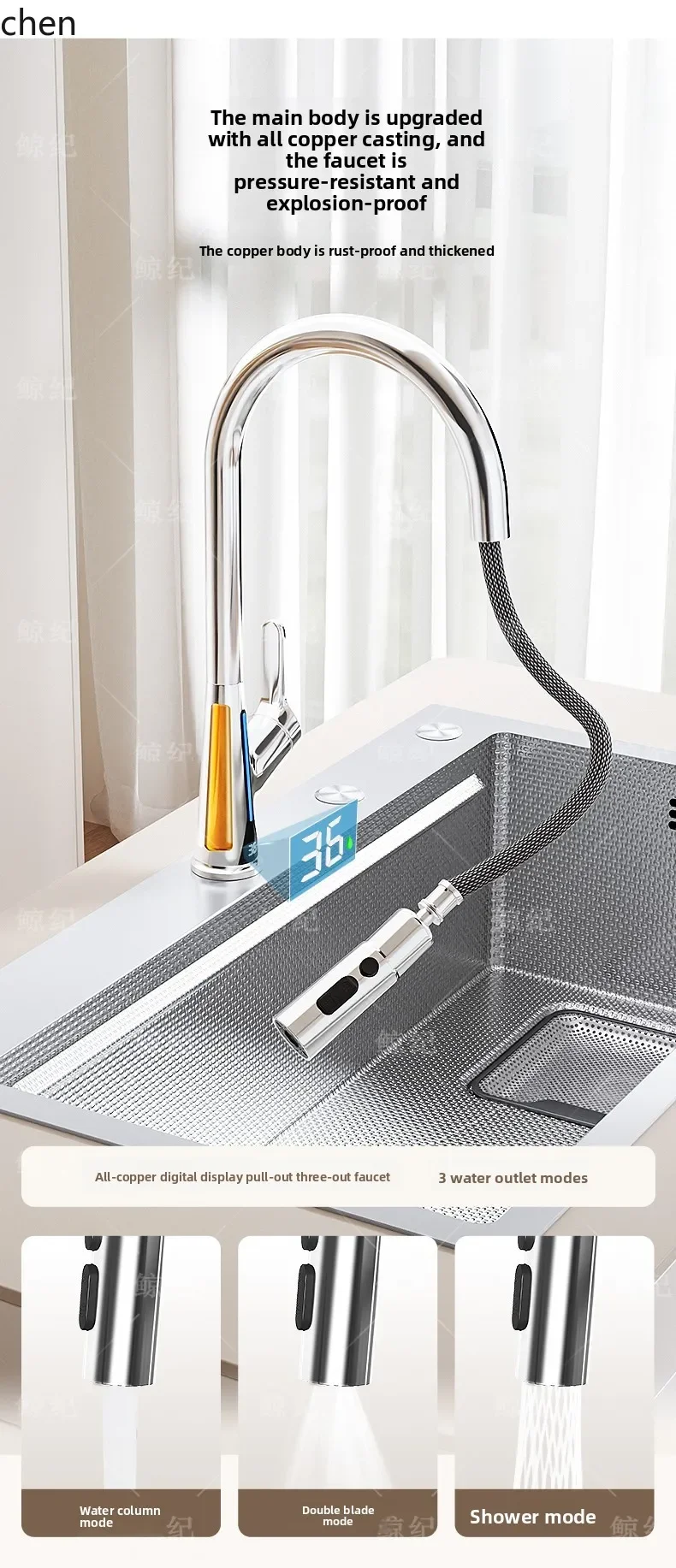 DSAStainless Steel Kitchen Sink Vegetable Washing Basin Household Dishwashing Sink