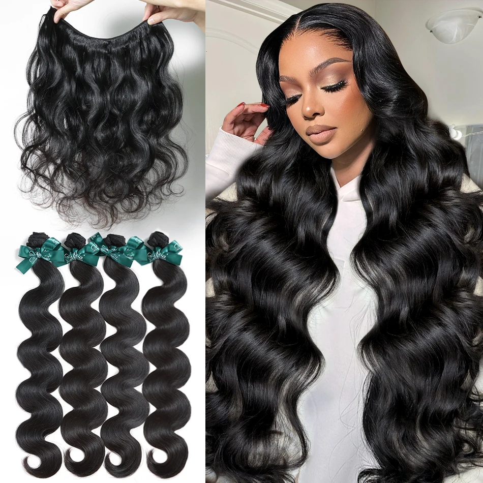 Melodie 1 3 4 Bundles 12A 40 Inches Human Hair Body Wave Brazilian Remy Human Hair Bundle Extension Double Drawn Weavy For Woman