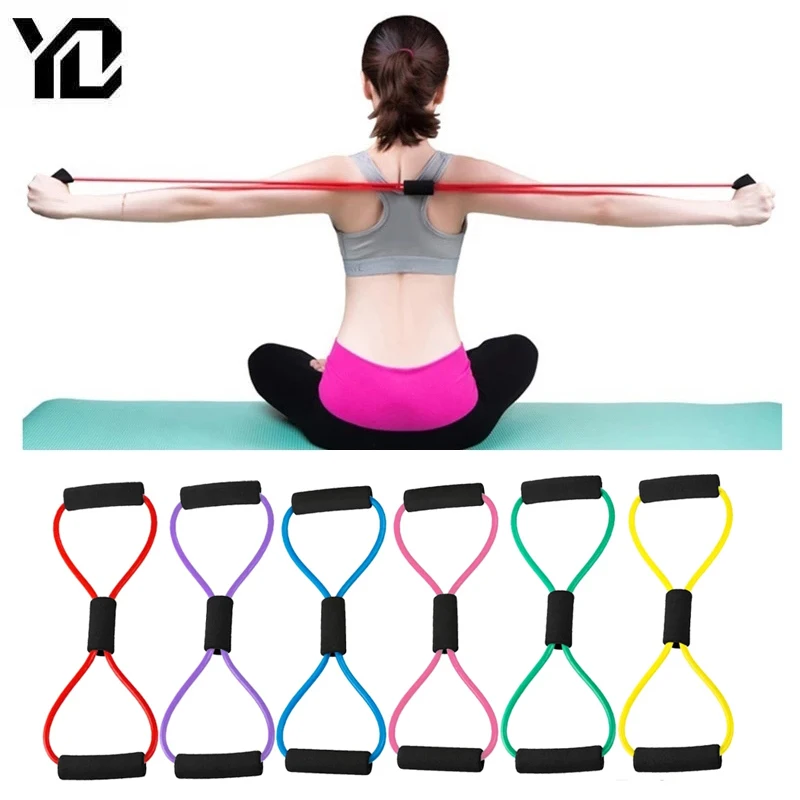 8 Word Chest Expander Rope Resistance Bands Fitness Yoga Gym Bands Home Gym Workout Equipments Elastic Band Muscle Trainning