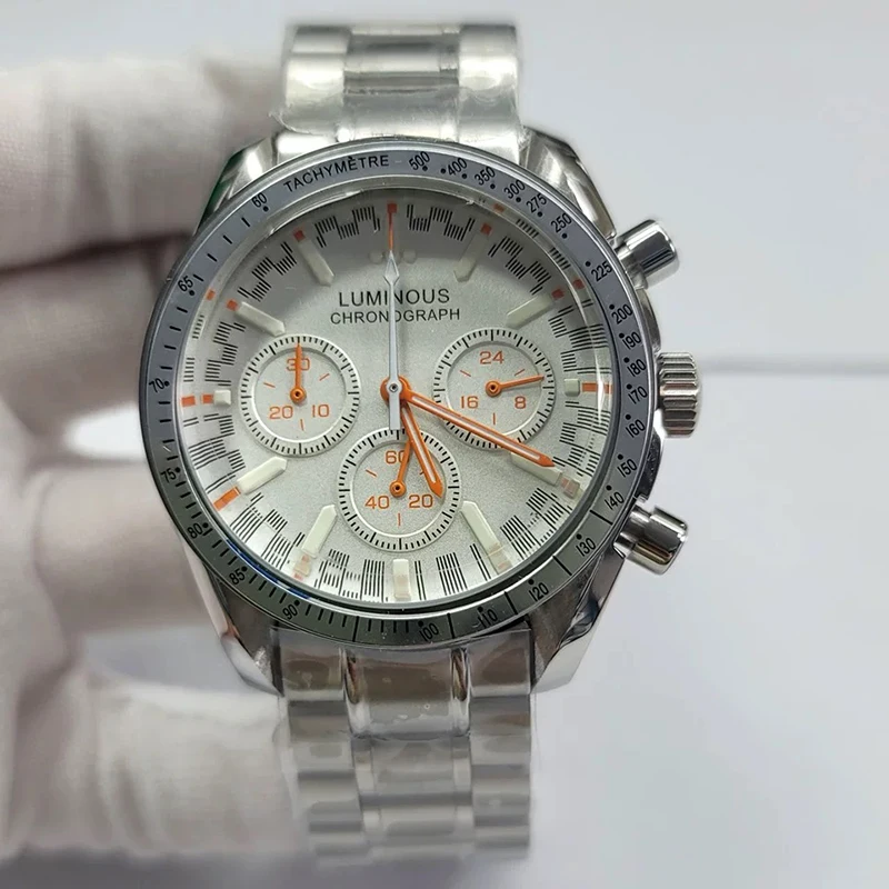 2025년 최신형 쿼츠 남성용 40mm 문워치 비즈니스 시계 남성 시계 탑 브랜드 명품 시계 남성 크로노그래프 VK63 방수