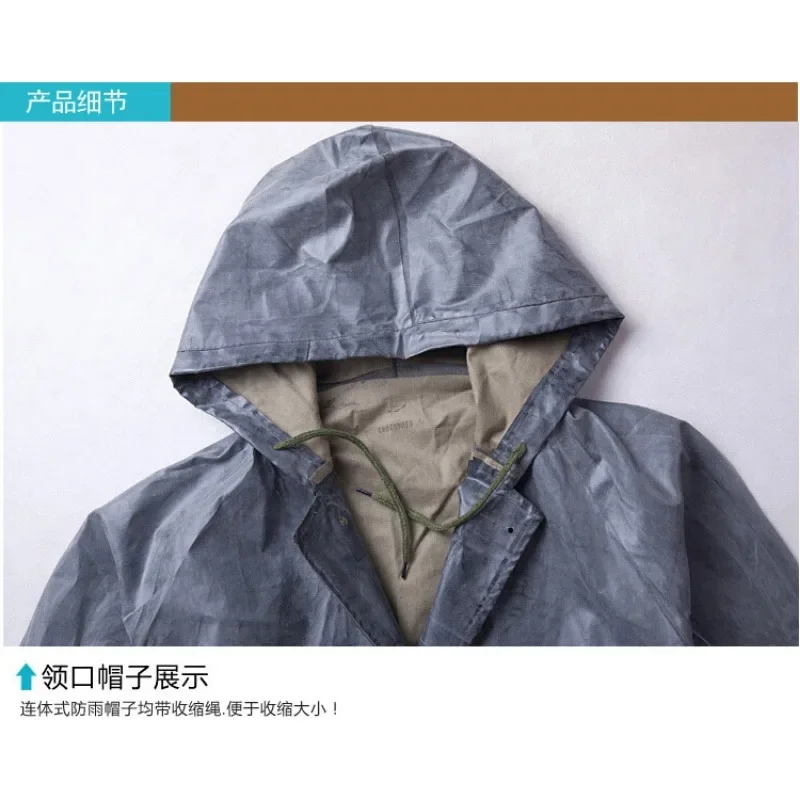 Canvas for Hiking Labor Protection Flood Resistance Raincoat Cotton Cloth Rubber One-piece Windbreaker and Rain Gear