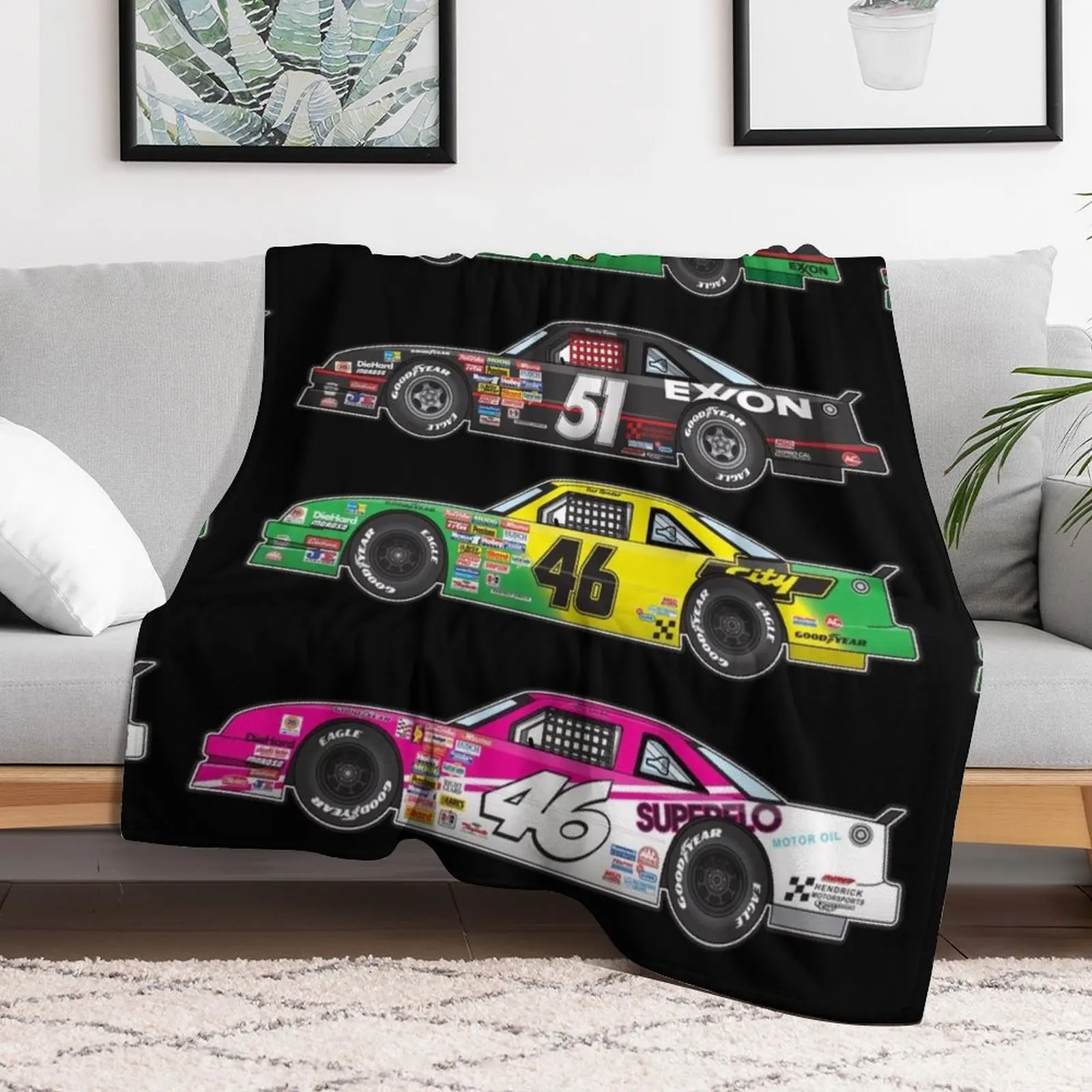 Days of Thunder Car Collection Illustration, Cole Trickle, Rowdy Burns Throw Blanket Kid'S Comforter Decoratives Blankets