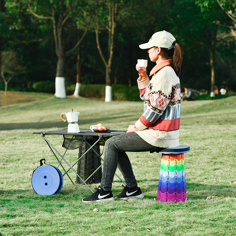 Folding Stool Heavy Duty Collapsible Telescoping Stool with Load Capacity 400lbs, Portable Retractable Stool for Camping Fishing