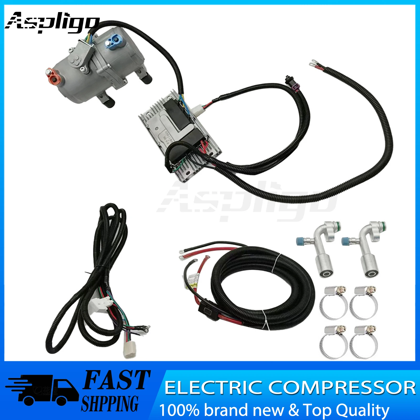 Electric Air Conditioning Compressor Set Air Conditioner Compressor with Control Panel 12V for Car Truck Bus Automotive Boat