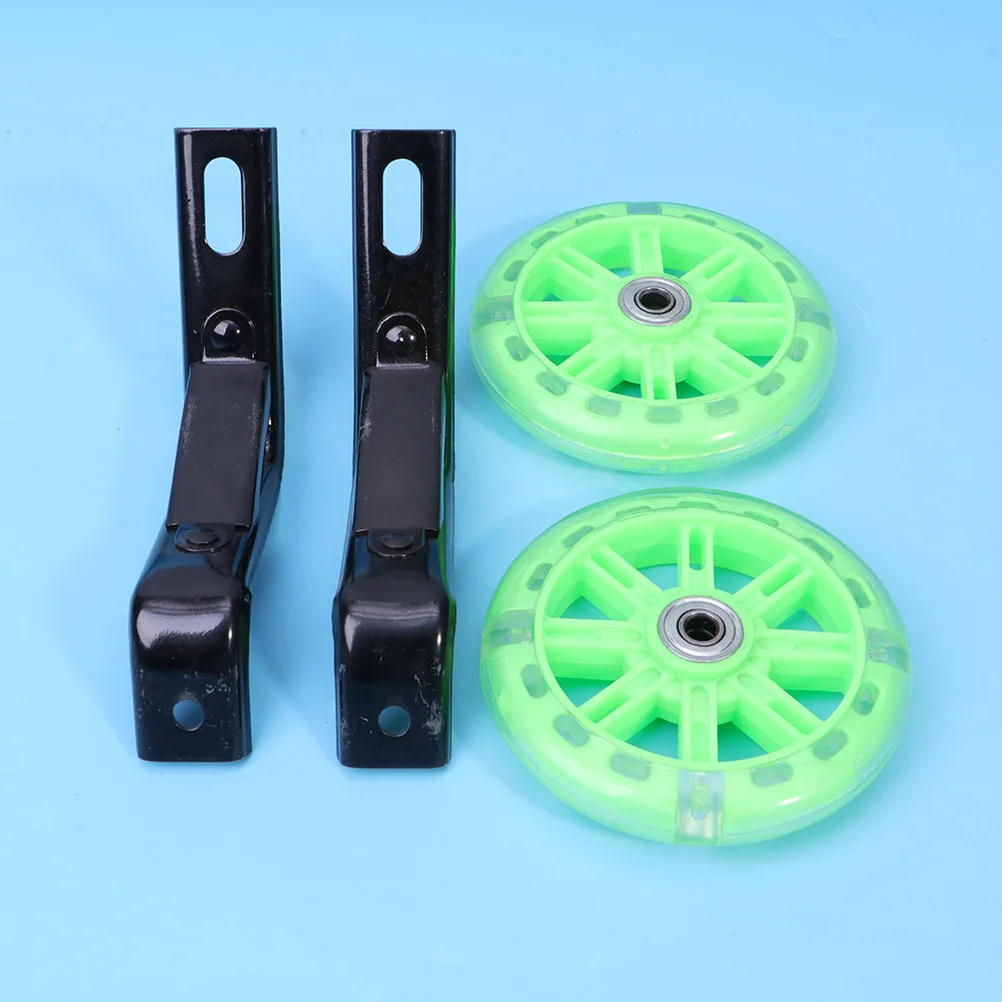 

2 Pcs Bicycle Training Wheels Mute Cycling with Bracket Flashing Auxiliary Kid Accessories Bike