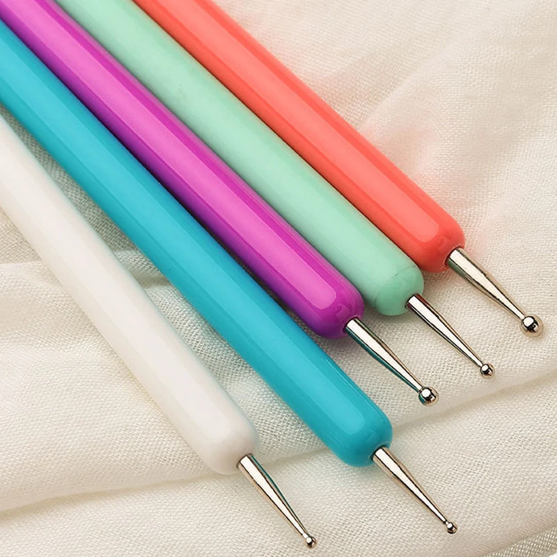 5Pcs Portable Dot Painting Pen Plastic Handle Dual-ended Drawing Painting Rhinestones Gems Pens Manicure Tools Nails Accessories