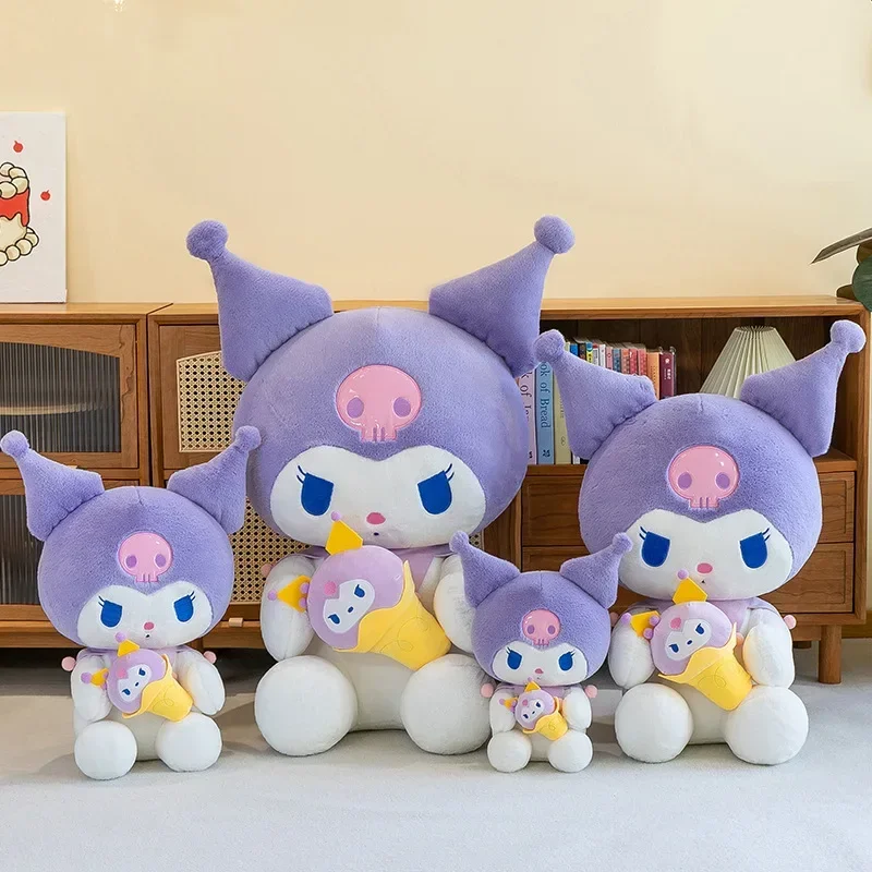 Sanrio kuromi brinquedos de pelúcia kawaii anime plushie bonecas sorvete roxo 40-100cm travesseiros de pelúcia macios presentes de natal para crianças