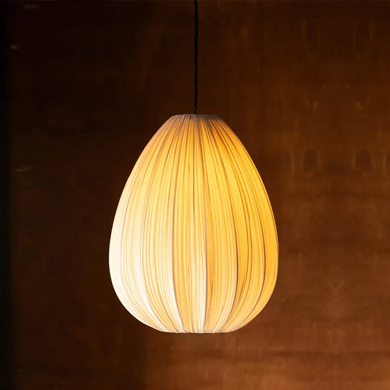Japanese Wabi-Sabi Pleated Fabric Led Pendant Lights For Dining Room E27 Chandelier Lighting Home Decoration Study Bedroom Lamps