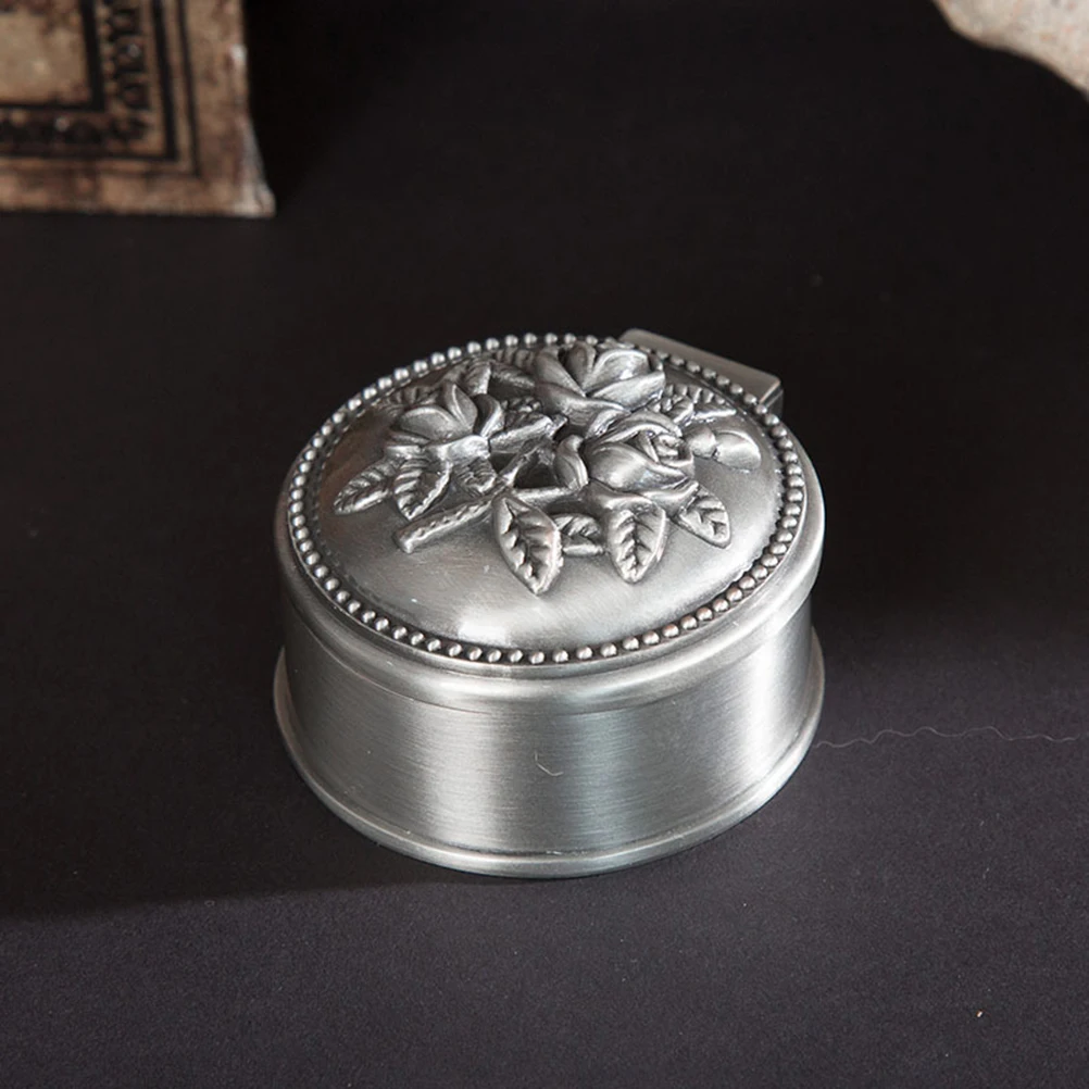 

Vintage Trinket Box Rose Pattern Alloy Jewelry Storage Elegant Decorative Container For Rings Earrings Necklace Bracelet Gifts