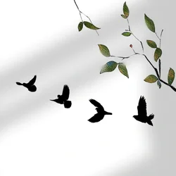 검은 새 금속 벽 장식, 4pcs 검은 새 금속 벽 예술 장식 금속 벽 예술 장식 매달려 벽 예술, 벽 스티커