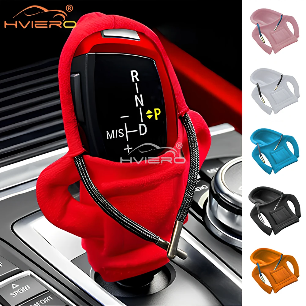 Car Shift Knob Cover Set Car Styling Hoodie Handle Creative Gift Shift Lever Handle Kit Car Decoration Auto Interior Accessories