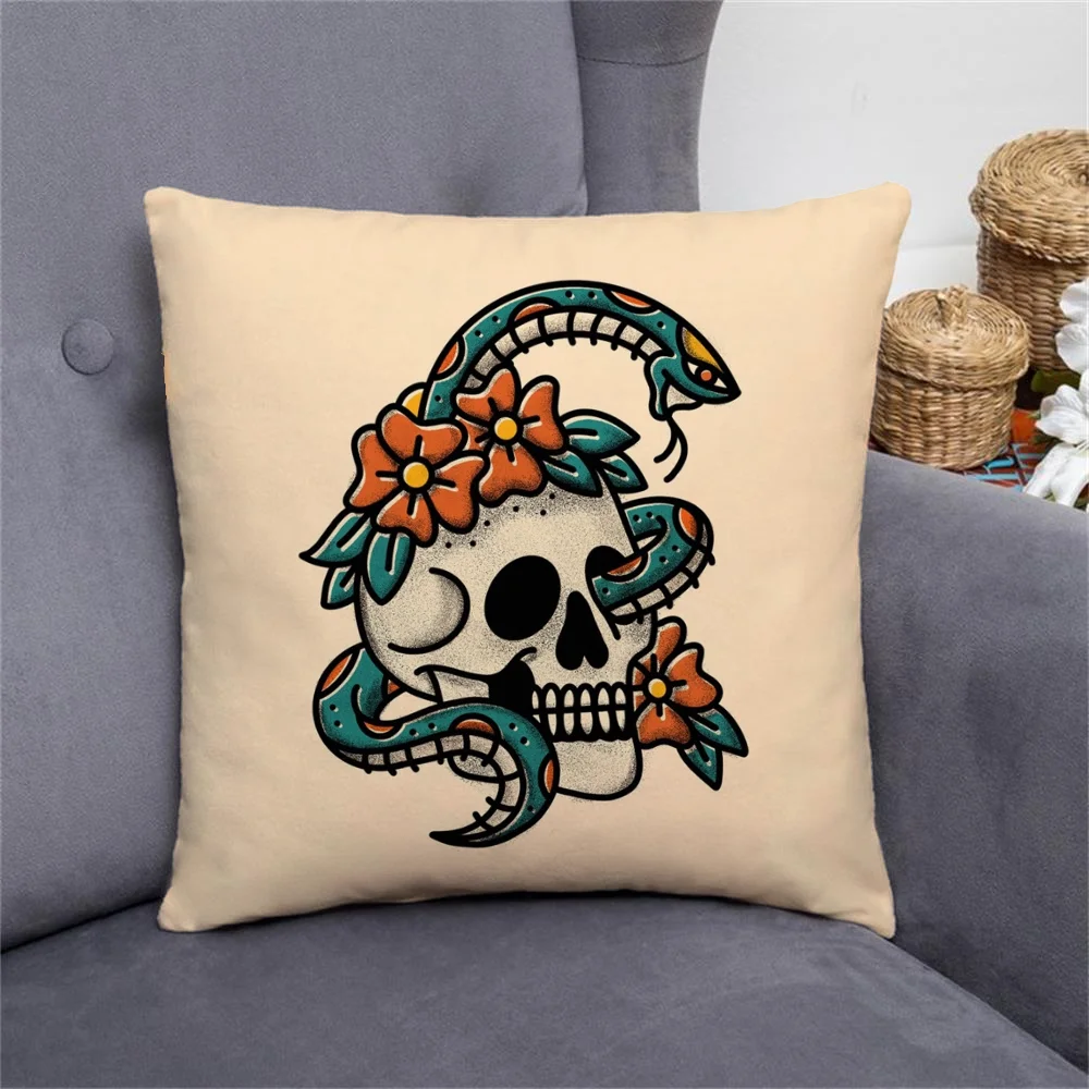 Old School Tattoo Pattern Decorative Pillowcases 40x40 Cushions for Decorative Sofa Cushion Cover 45*45 Decoration Living Room