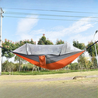 260x140cm Outdoor Double Camping Hammock with Mosquito Net and Rain Fly Tarp Lightweight Parachute Hammocks for Travel Hiking