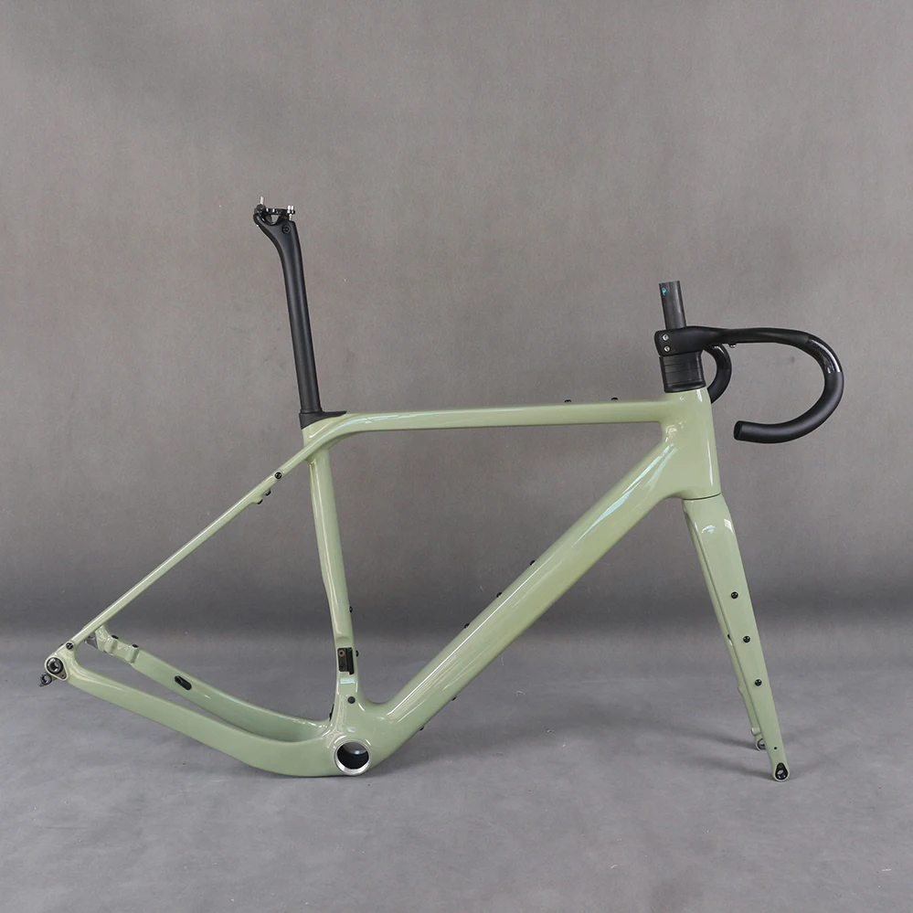 

Карбоновая рама для гравийного велосипеда с дисковыми тормозами, полностью скрытая проводка, карбон T1000 T4, 700X50C, комплект рамы, покраска PT5645C GR048