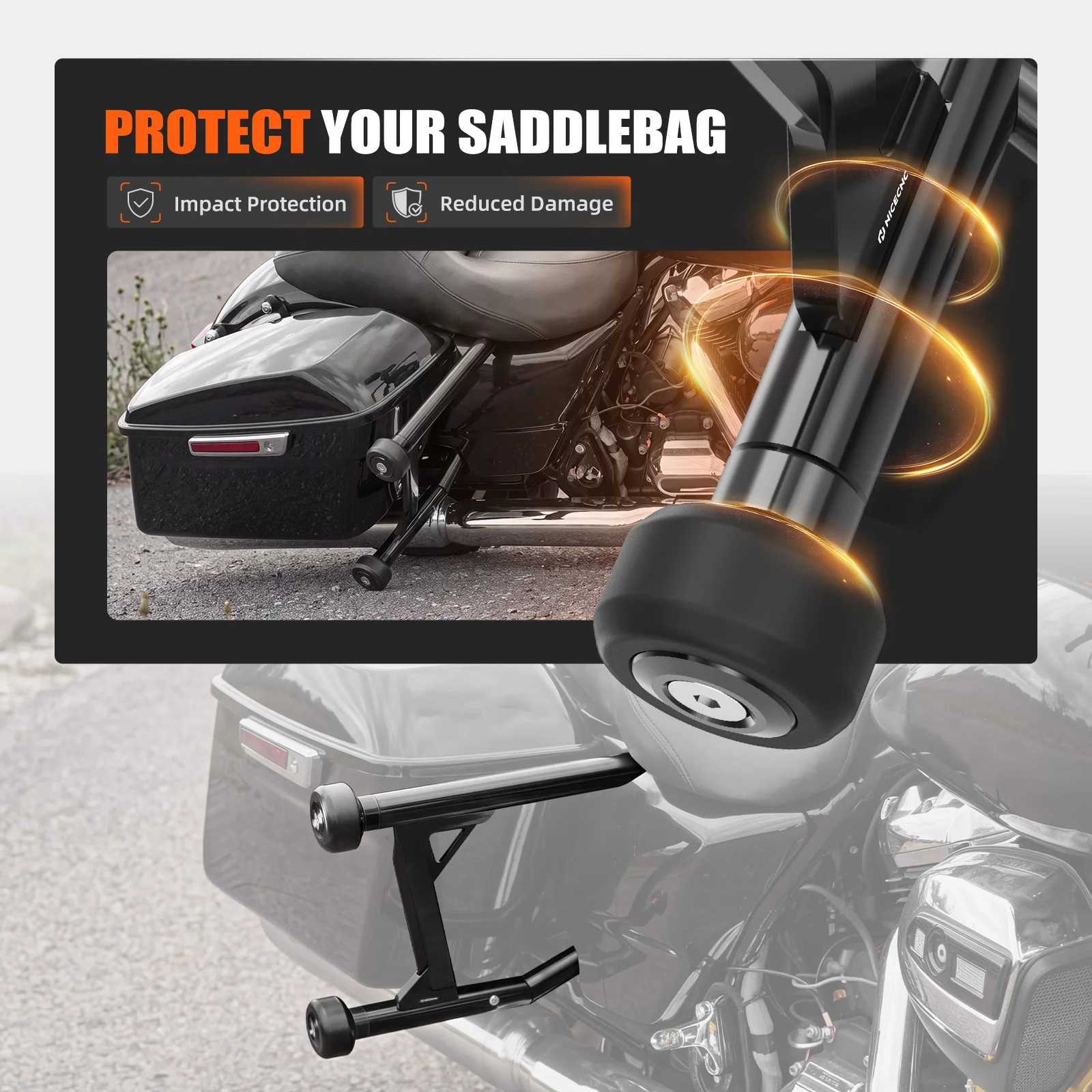 Motorrad-Motorschutz/Satteltaschen-Sturzbügel für Harley Road King Special 2017-2025, Road King 2014-2022, Road King Classic 14-2020 – Detail 8