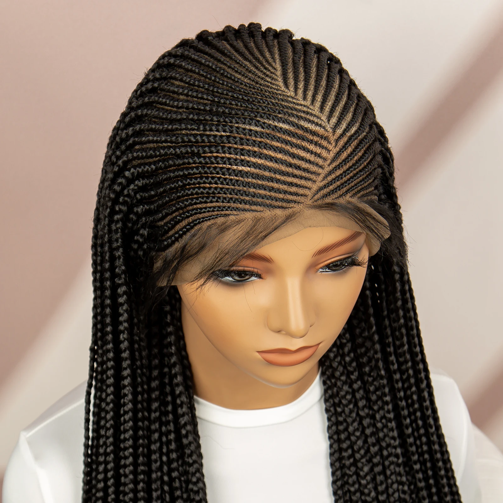 Cornrow Box Synthetisch Gevlochten Pruiken Full Lace Box Gevlochten Pruiken Voor Zwarte Vrouwen Met Natuurlijk Babyhaar 360 Kanten Pruiken