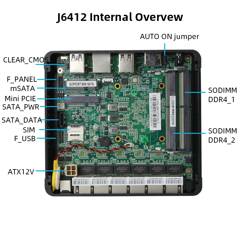 Imagem -05 - Xcy-mini pc Fanless Intel Celeron Processador J6412 6x Intel I226v 2.5g Ethernet Suporta Windows Linux Pfsense Opnsense