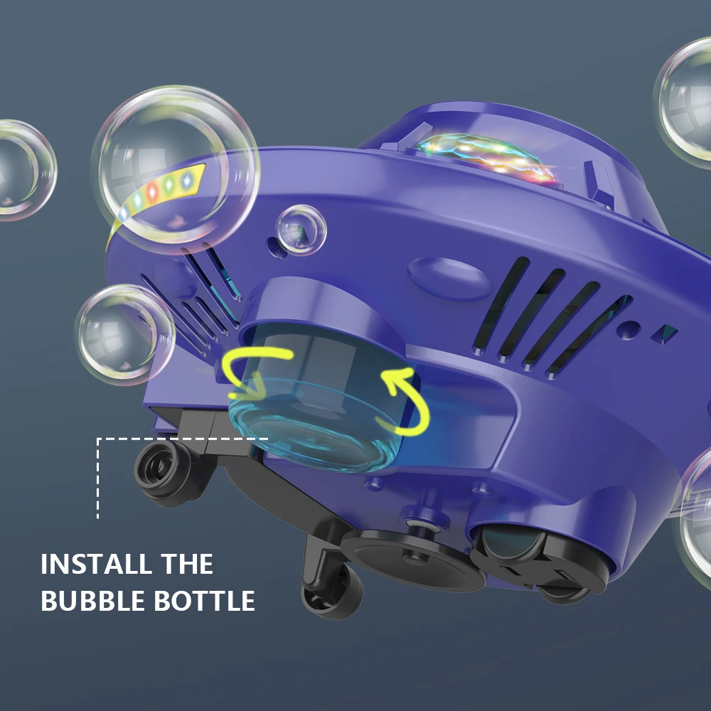 UFO Colorful Flying Disc Fully Automatic Electric Sound and Light Rotating Obstacle Avoidance Space Bubble Machine view 3