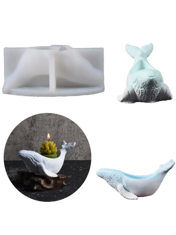 Ornament Moulds Silicone Crafting Mold Resin Moulds Whale Holder Molds Suitable for Candlestick Cup