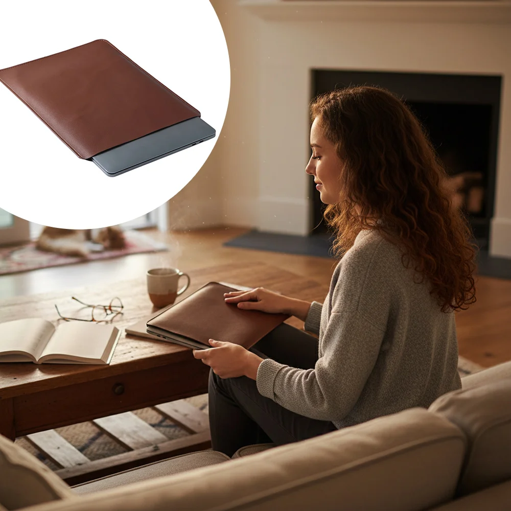 Funda para portátil de 13, 14 y 15 pulgadas, maletín de cuero PU resistente al agua y a las salpicaduras para portátil Lenovo Dell