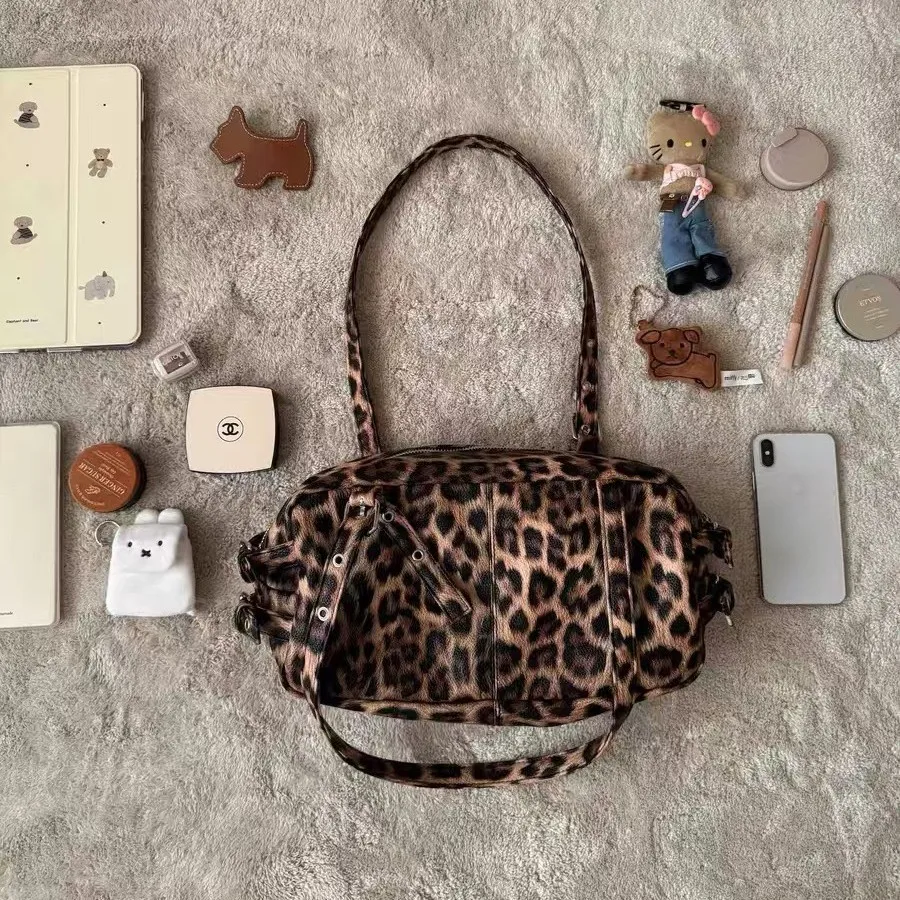 

Байкерская сумка подмышки, женская сумка на одно плечо Faion Sensation, серия с леопардовым принтом, корейская горячая девушка, выбор блогеров